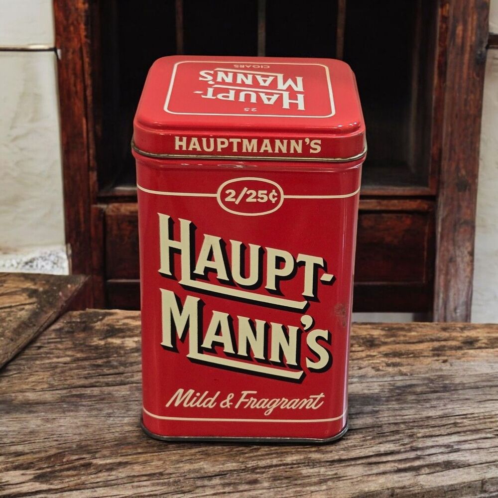 Vintage Hauptmann's Cigar Tin - Used Tobacco Tobacciana Advertising Collectible